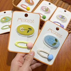 2pcs Colorful Floral Printed Hair Clip for Women Girls Baby Hair Bang