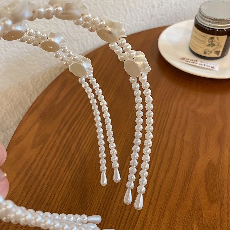 2pcs Retro Rose Faux Pearl Hairband Women's Hair Hoop Hair Accessories