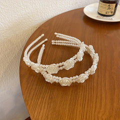 2pcs Retro Rose Faux Pearl Hairband Women's Hair Hoop Hair Accessories