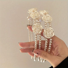 2pcs Retro Rose Faux Pearl Hairband Women's Hair Hoop Hair Accessories
