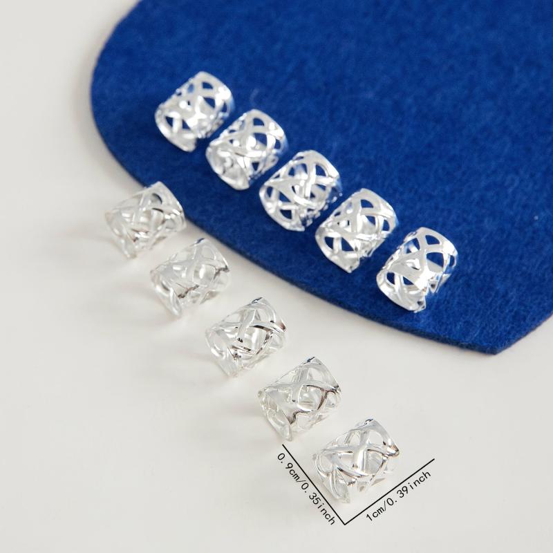100pcs Metal Silvery Braid Beads Hair Clip