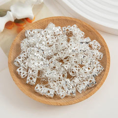 100pcs Metal Silvery Braid Beads Hair Clip