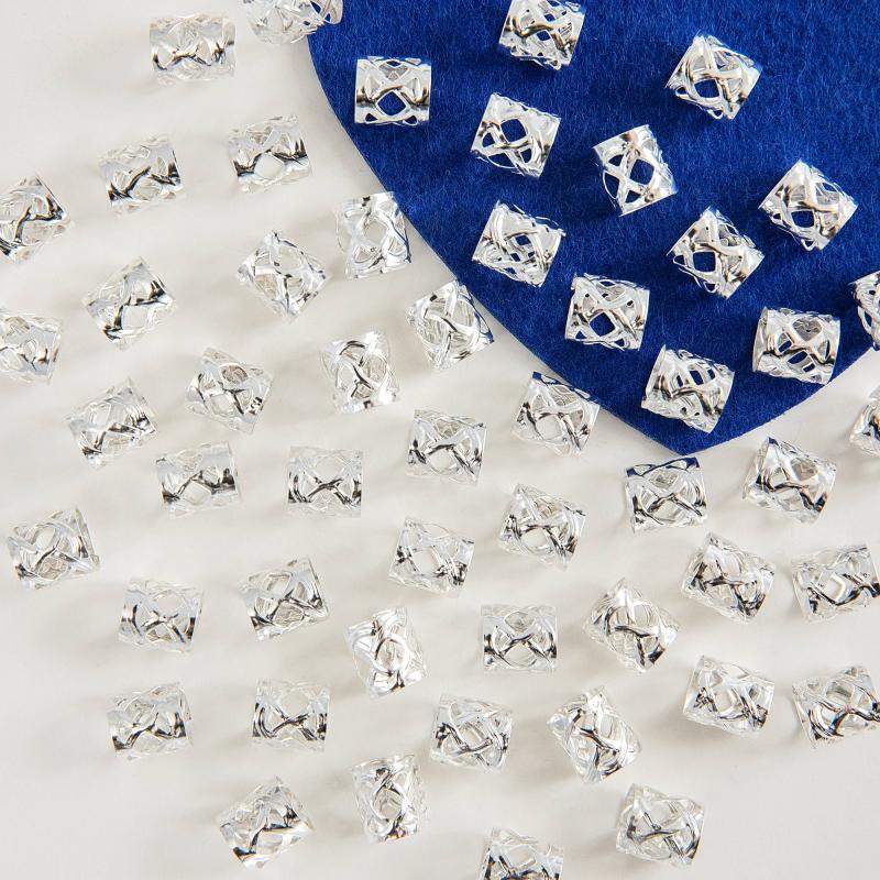 100pcs Metal Silvery Braid Beads Hair Clip
