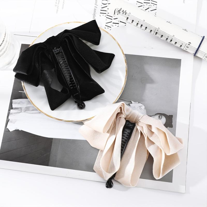 Velvet Bow Banana Clip Hair Clip Women Ponytail Barrette Hair Accessories