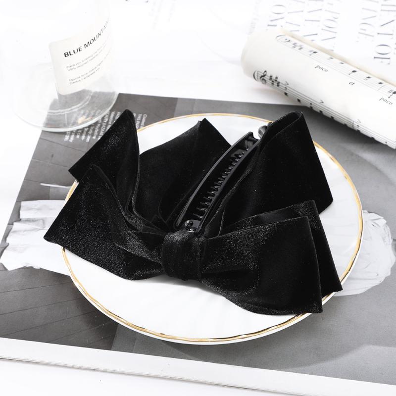 Velvet Bow Banana Clip Hair Clip Women Ponytail Barrette Hair Accessories