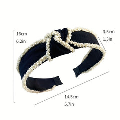 Cross Knotted Beaded Headband Style Bow Headdress Twist Hair Band