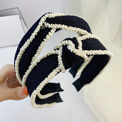 Cross Knotted Beaded Headband Style Bow Headdress Twist Hair Band