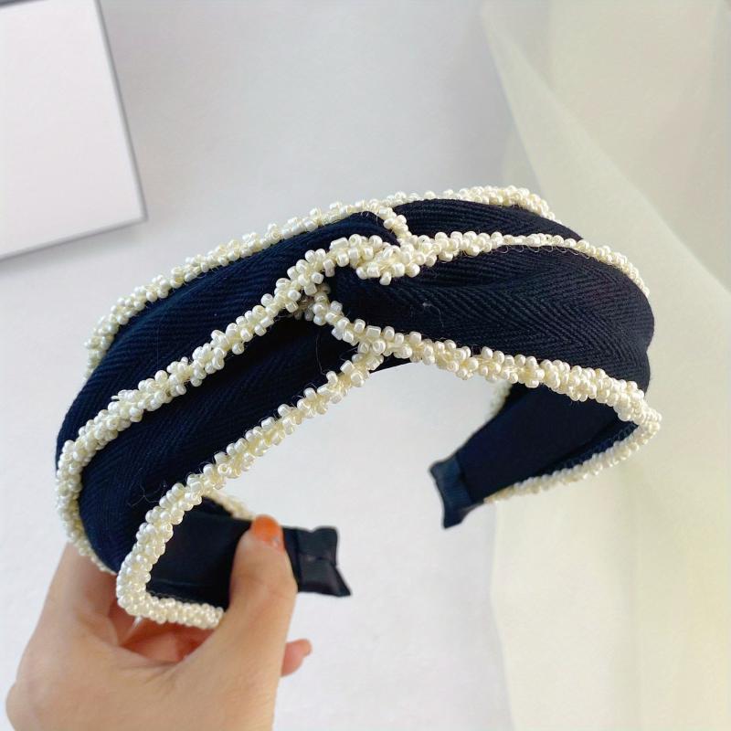 Cross Knotted Beaded Headband Style Bow Headdress Twist Hair Band