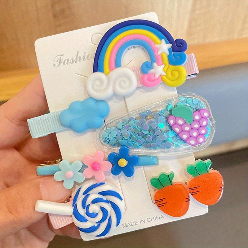 Cartoon Hair Clip Non Crease Hair Barrette Watermelon Rainbow Lollipop Flower
