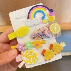 Cartoon Hair Clip Non Crease Hair Barrette Watermelon Rainbow Lollipop Flower