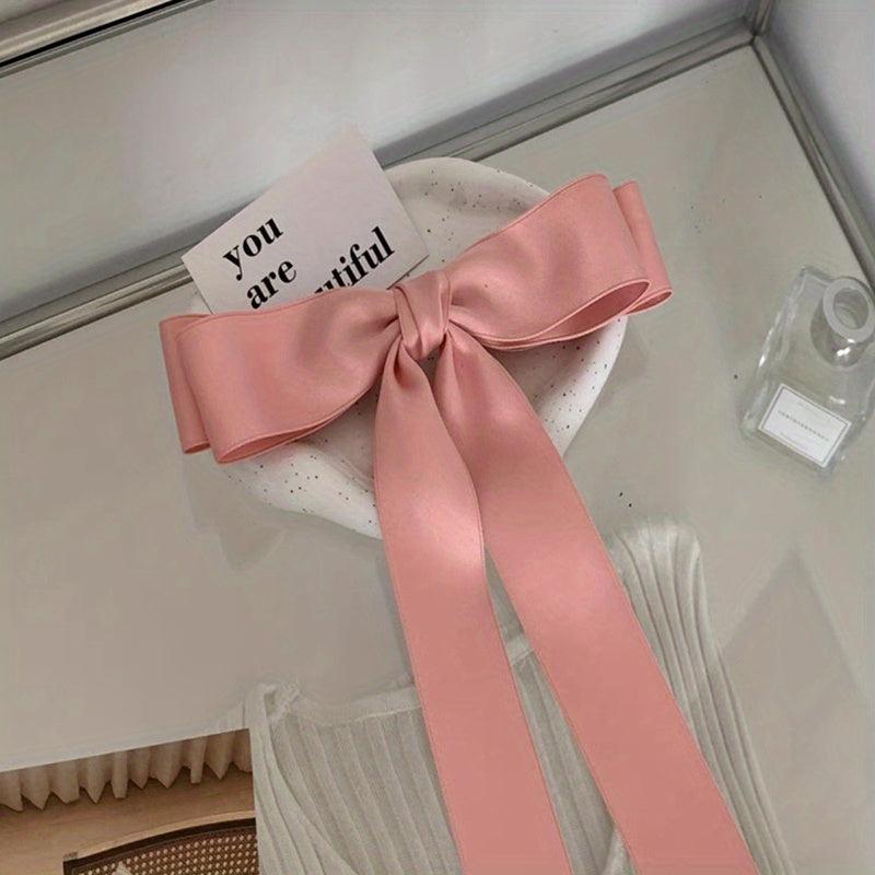 Long Streamer Bowknot Hair Clip Satin Bowknot Back Head Hair Clip