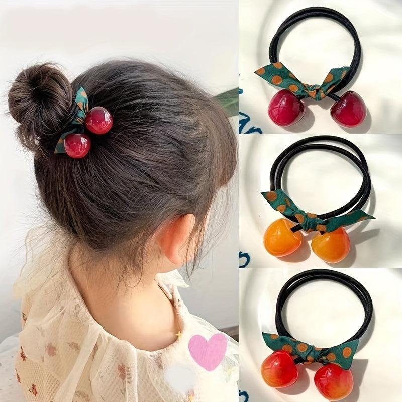 3pcs Cherry Hair Tie Hair Accessories Girls Headband High Elasticity
