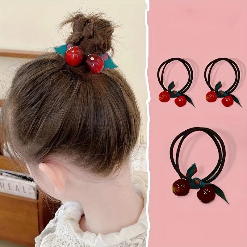 3pcs Cherry Hair Tie Hair Accessories Girls Headband High Elasticity