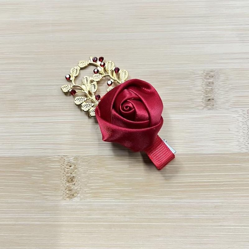 2pcs Rose & Rhinestone Decor Hair Clip Barrette Headwear