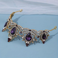 Purple Vintage Baroque Crown Rhinestone Wedding Tiara Bridal