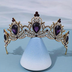 Purple Vintage Baroque Crown Rhinestone Wedding Tiara Bridal