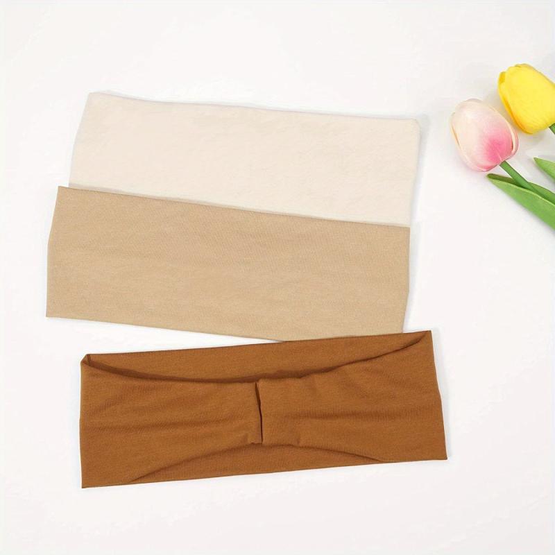 3pcs Solid Headband Elastic Soft Head Wrap Hair Accessories