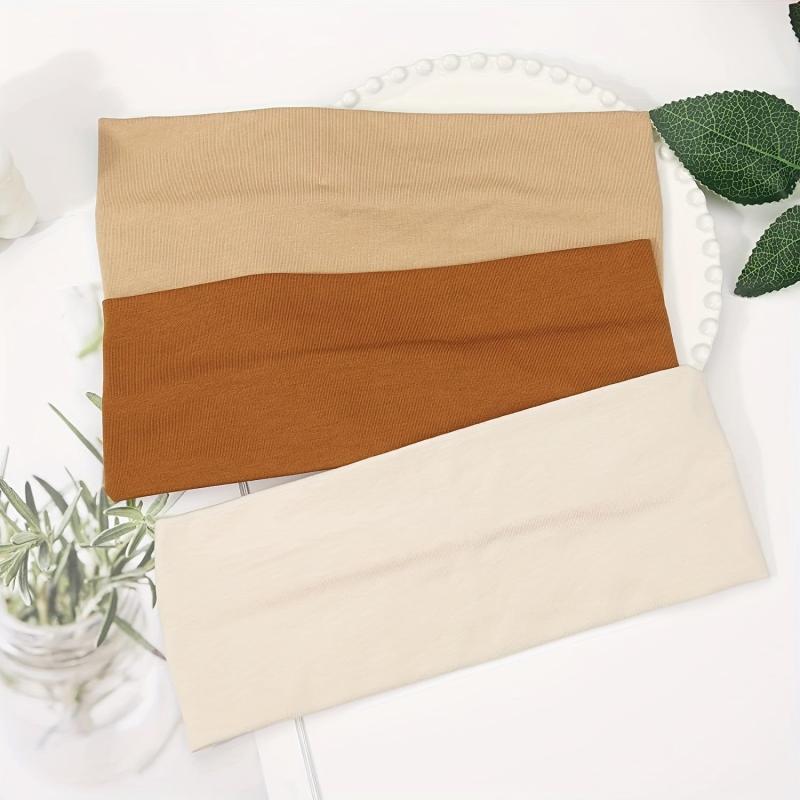 3pcs Solid Headband Elastic Soft Head Wrap Hair Accessories