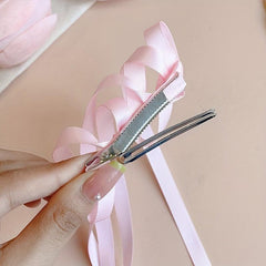 Y2K Long Ribbon Bowknot Hair Clip For Women