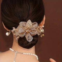 Mesh Hair Scrunchies Headband Elastic Flower Wedding Bridal Headdress