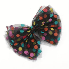 Colorful Dot Decor Bow Hair Clip Sweet Mesh Bowknot Hair Clip