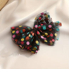 Colorful Dot Decor Bow Hair Clip Sweet Mesh Bowknot Hair Clip