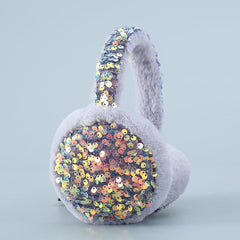 Sequin Winter Earmuffs Fluffy Faux Fur Ear Warmers for Women