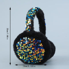 Sequin Winter Earmuffs Fluffy Faux Fur Ear Warmers for Women