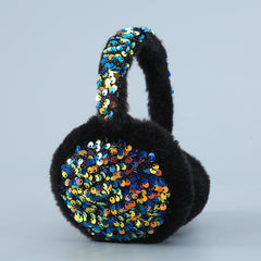 Sequin Winter Earmuffs Fluffy Faux Fur Ear Warmers for Women