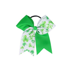 St Patricks Green Clover Hair Tie Elastic Scrunchie Ponytail Holder