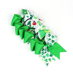 St Patricks Green Clover Hair Tie Elastic Scrunchie Ponytail Holder