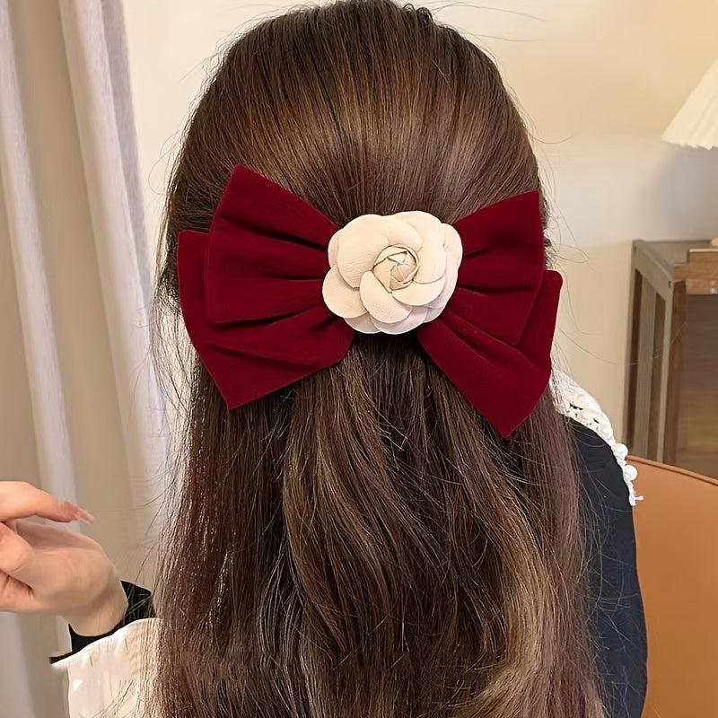 Camellia Vintage Hair Clip Hairpin Ponytail Holder