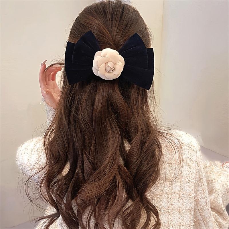Camellia Vintage Hair Clip Hairpin Ponytail Holder