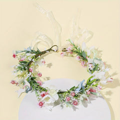Boho Adjustable Flower Leaf Headband for Wedding Bridal Headdress