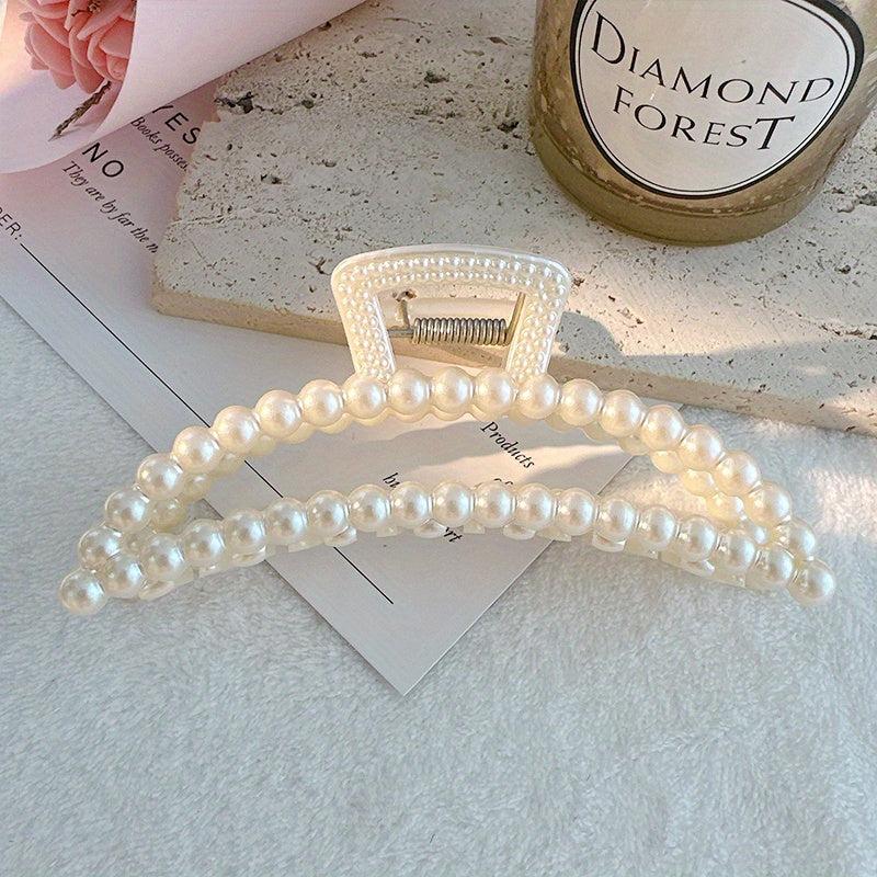 Faux Pearl Hair Claw Head Jewelry Shark Claw Ponytail Holder Hair Accessories