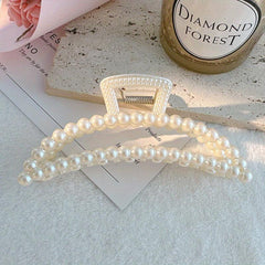 Faux Pearl Hair Claw Head Jewelry Shark Claw Ponytail Holder Hair Accessories