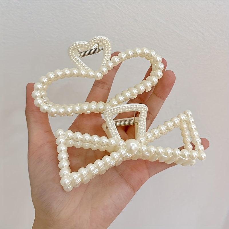 Faux Pearl Hair Claw Head Jewelry Shark Claw Ponytail Holder Hair Accessories