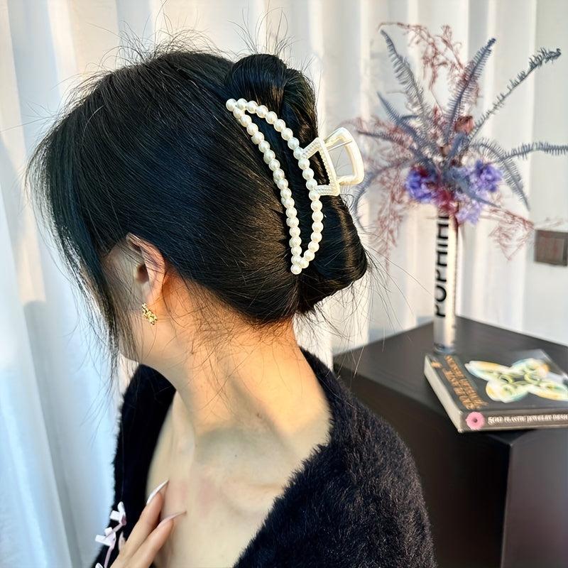 Faux Pearl Hair Claw Head Jewelry Shark Claw Ponytail Holder Hair Accessories