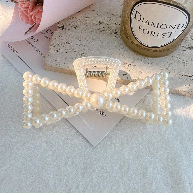 Faux Pearl Hair Claw Head Jewelry Shark Claw Ponytail Holder Hair Accessories