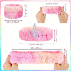 Halloween Tie Dyed Unicorn Skincare Set Stretchy Headband Plush Wristband