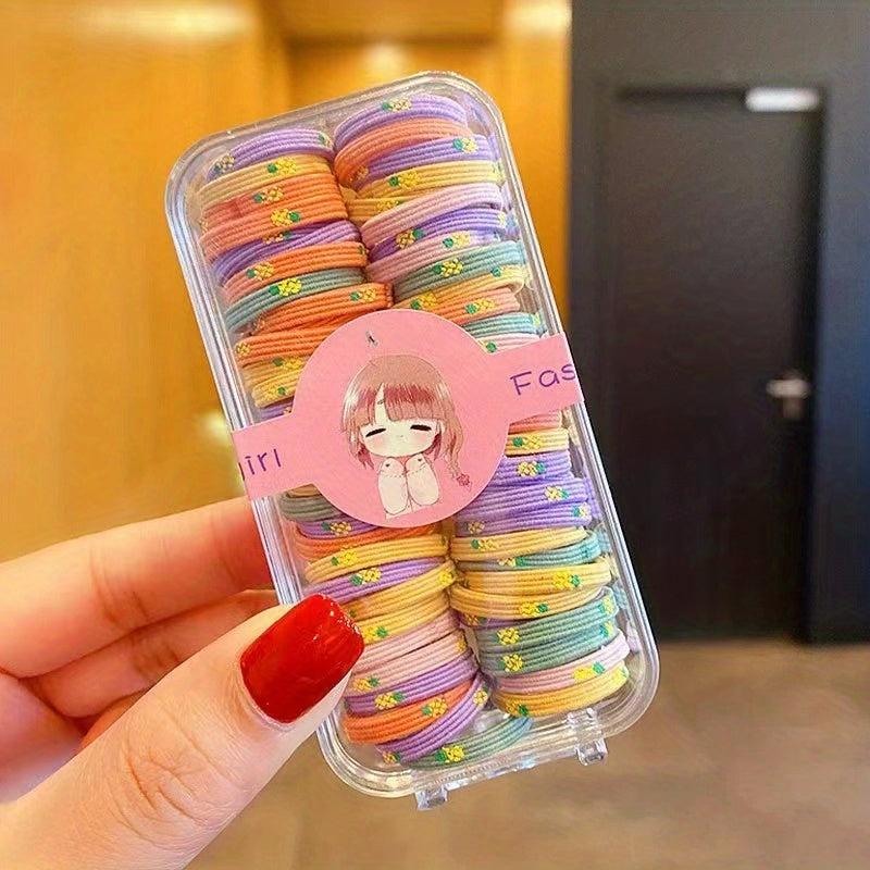 60Pcs Colorful Hair Tie Elastic Hair Rope Hair Accessory For Girls Women