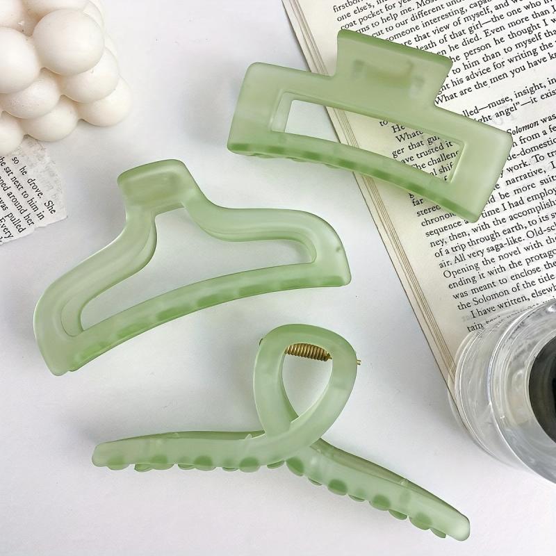 3pcs Large Hair Claw Transparent Plastic Shark Claw Style Hair Accessories