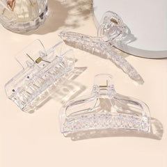 3pcs Large Hair Claw Transparent Plastic Shark Claw Style Hair Accessories