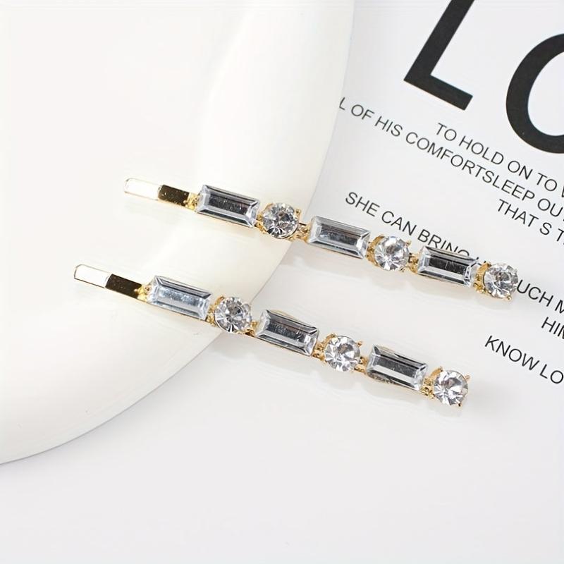 4pcs Rhinestone Hairpin Long Hair Clip for Women Girls