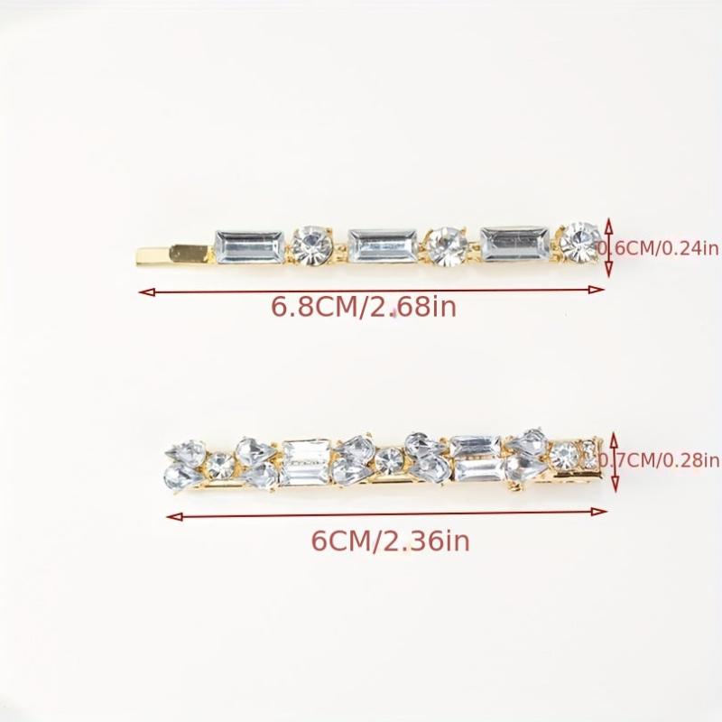 4pcs Rhinestone Hairpin Long Hair Clip for Women Girls