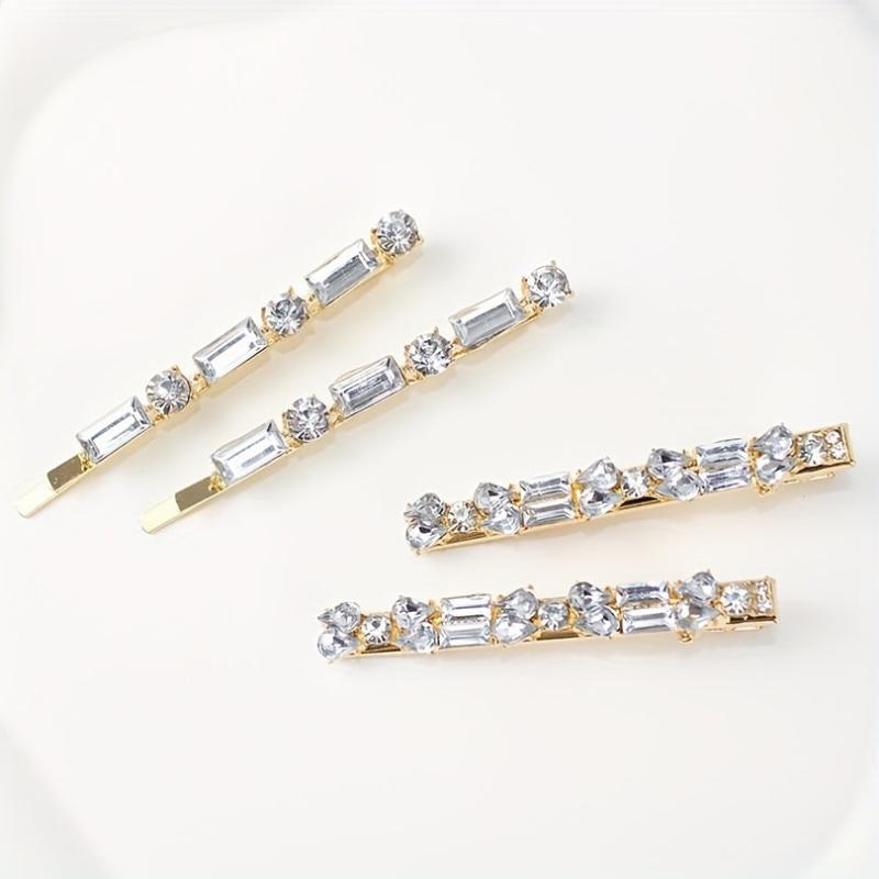 4pcs Rhinestone Hairpin Long Hair Clip for Women Girls