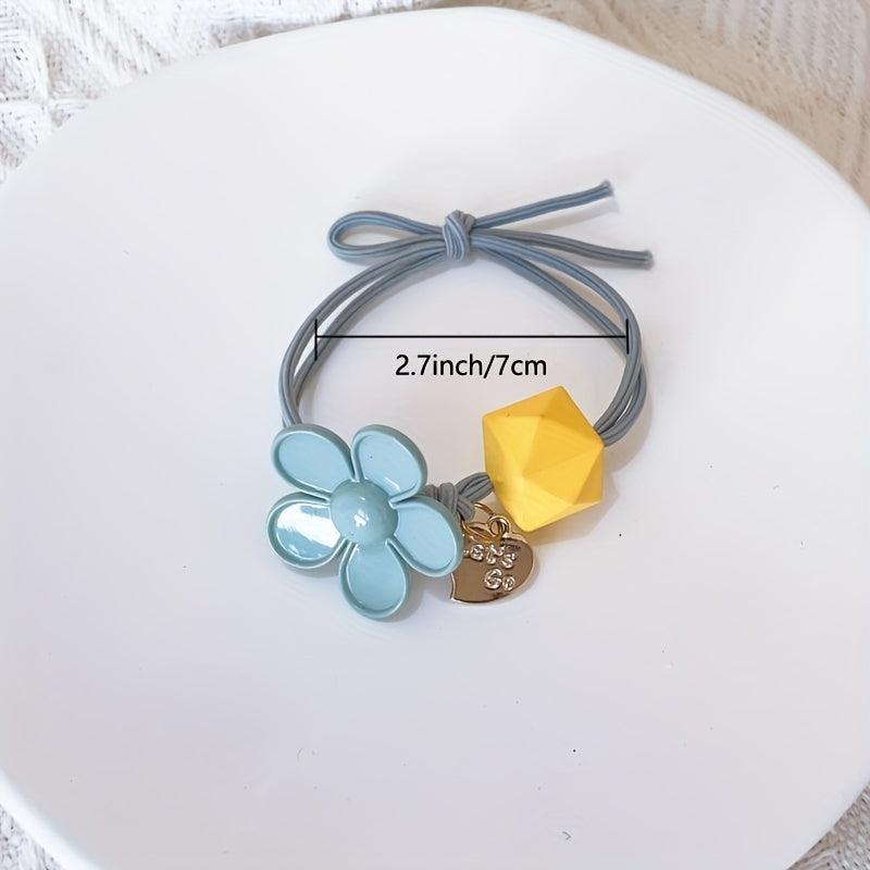 Candy Flower Beaded Hair Tie Elastic Hair Rope Hair Accessories
