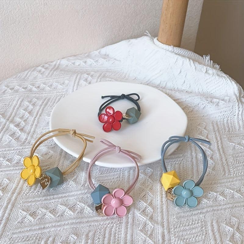 Candy Flower Beaded Hair Tie Elastic Hair Rope Hair Accessories