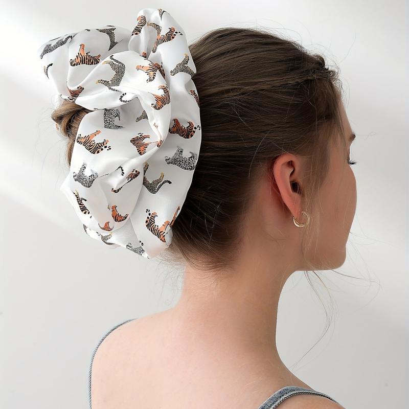 Large Animal Print Scrunchies Hair Tie Leopard Hair Rope Tiger Hair Accessories