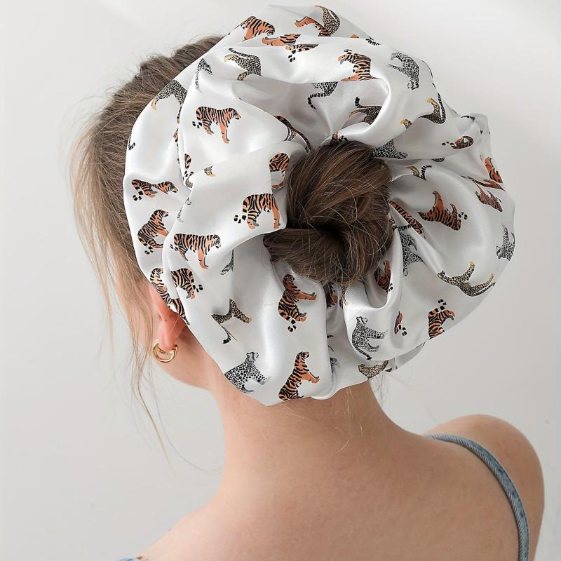 Large Animal Print Scrunchies Hair Tie Leopard Hair Rope Tiger Hair Accessories